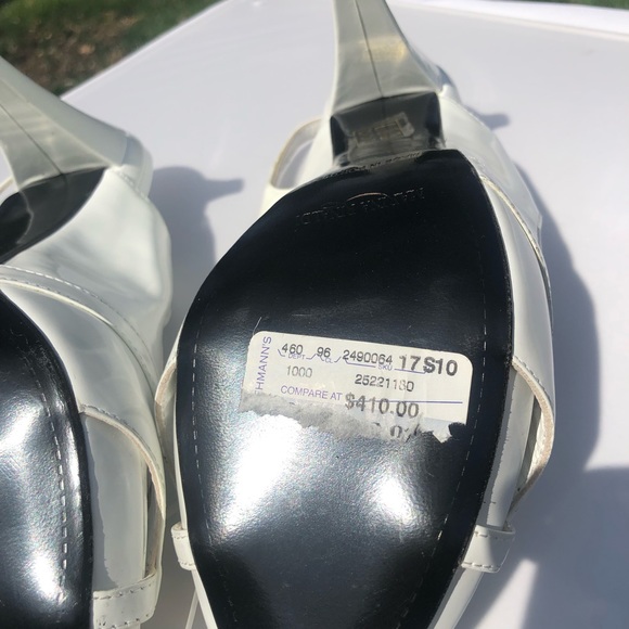 🆕 Marina Rinaldi Max Mara White Patent Platform Cone Heels Cutouts Y2K Vintage - Picture 6 of 7